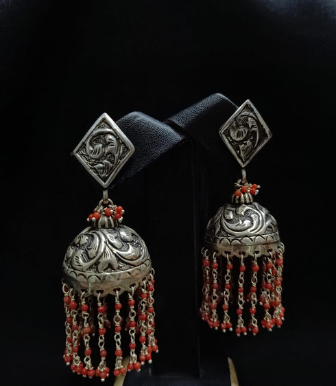 925 Silver Coral Jhumka